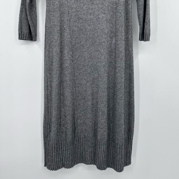 J Jill Grey Wool-Blend Ribbed Hem Sweater Dress Gray Knit Midi Womens Size S - Picture 11 of 12